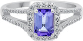 1.01 Cts Natural Tanzanite Ring 0.33 Cts Diamond Ring, Blue Stone Sterling Silver December Birthstone Ring Jewelry Gift For Women Mom Wife Girlfriend Sister